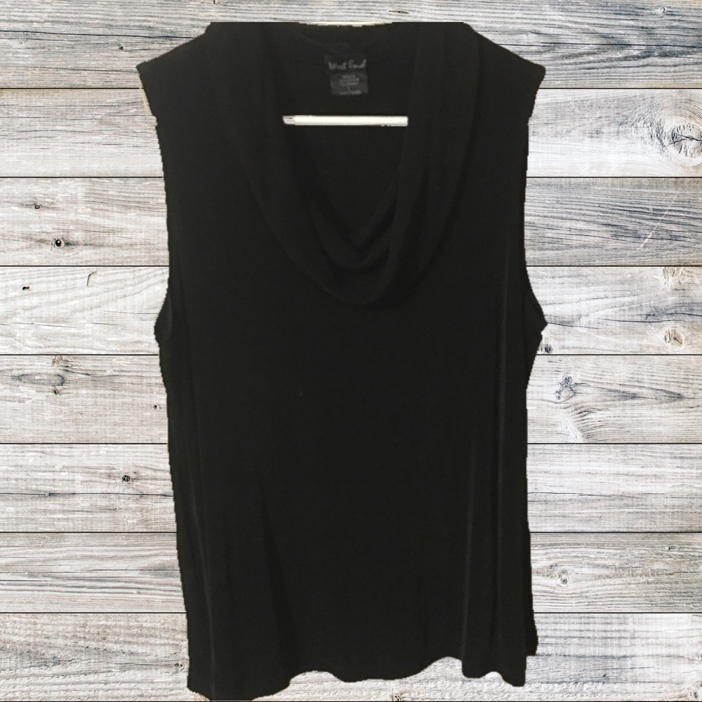West End Black sleeveless scoop neck top (sz L)